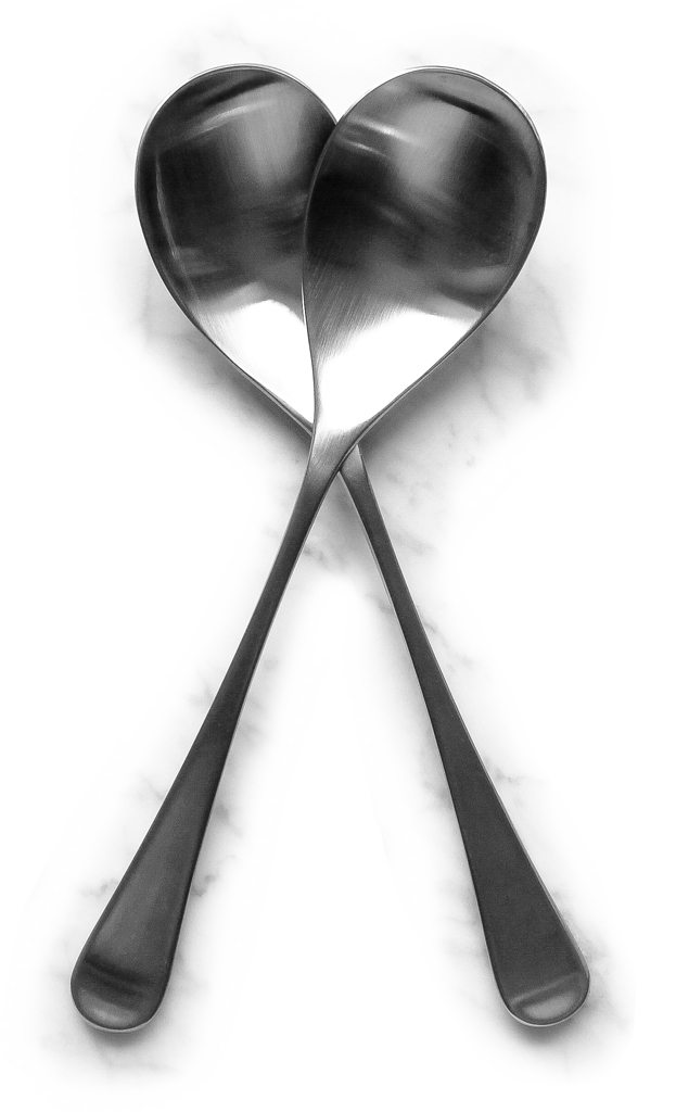 Crossed silver spoons